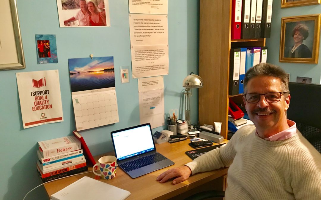 David at his desk